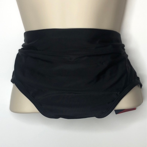 NWT Reebok Women's Solid Zip-Pocket Bikini Bottom Black SIZE 14 PLUS SIZE - Picture 2 of 9